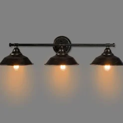 Tangkula Vanity Light, 3 Light Wall Sconce, Industrial Metal Wall Mount Lamp(Black)