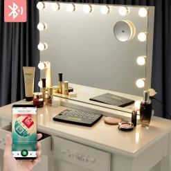 Tangkula Vanity Makeup Mirror with 15 Pcs LED Bulbs, 10X Magnification