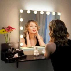 Tangkula Vanity Makeup Mirror with 15 Pcs LED Bulbs, 10X Magnification