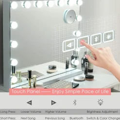 Tangkula Vanity Makeup Mirror with 15 Pcs LED Bulbs, 10X Magnification
