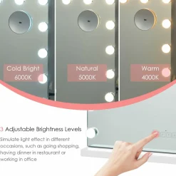 Tangkula Vanity Makeup Mirror with 15 Pcs LED Bulbs, 10X Magnification