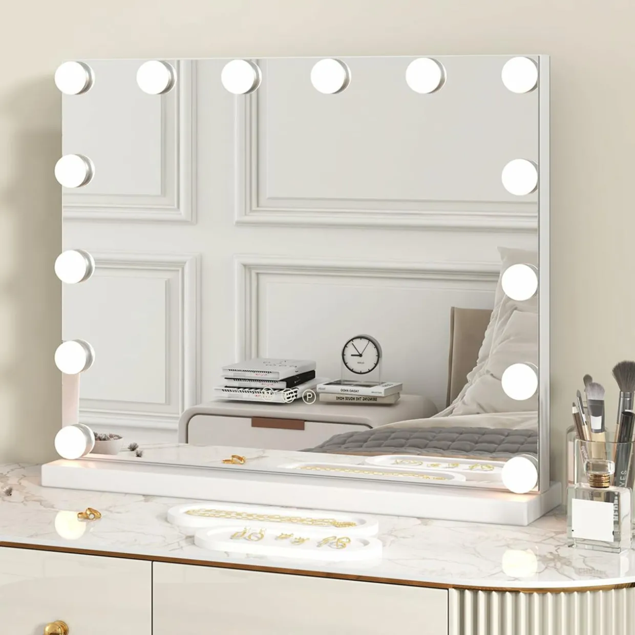 Tangkula Vanity Mirror with Light, 22" x 17" Makeup Mirror with 14 Bulbs