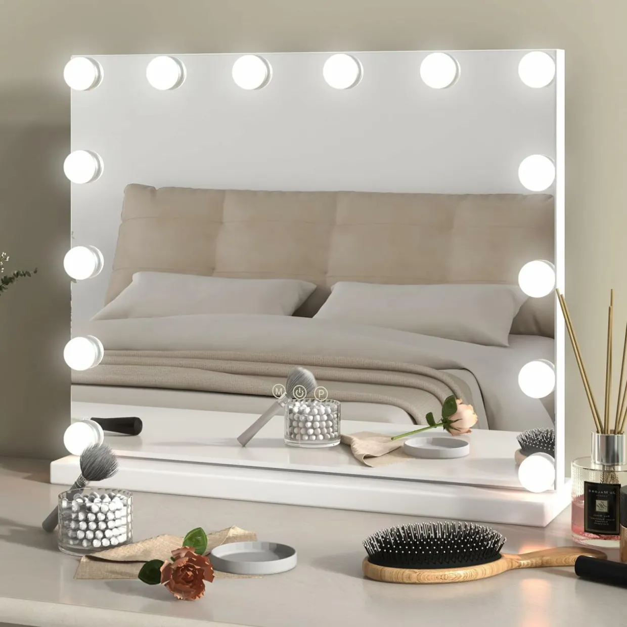 Tangkula Vanity Mirror with Light, 22" x 17" Makeup Mirror with 14 Bulbs