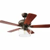 Tangkula Vintage Ceiling Fan with Light, 52-Inch Indoor Ceiling Fan with Glass shade, LED Ceiling Fan (Espresso)