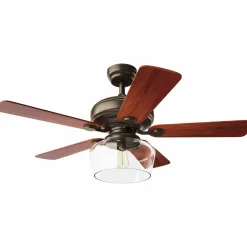 Tangkula Vintage Ceiling Fan with Light, 52-Inch Indoor Ceiling Fan with Glass shade, LED Ceiling Fan (Espresso)