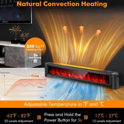 Tangkula 1400W Baseboard Heater, Electric Baseboard Heater with Remote, IPX4 Waterproof Convection Heater for Indoor Use