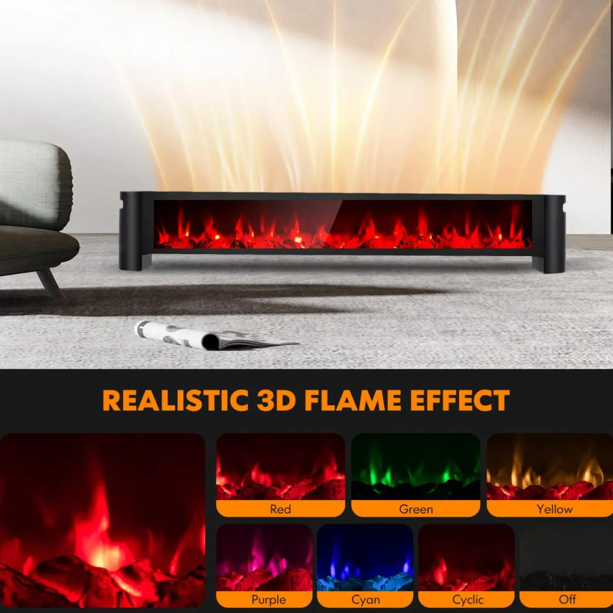 Tangkula 1400W Baseboard Heater, Electric Baseboard Heater with Remote, IPX4 Waterproof Convection Heater for Indoor Use