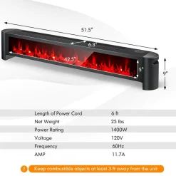 Tangkula 1400W Baseboard Heater, Electric Baseboard Heater with Remote, IPX4 Waterproof Convection Heater for Indoor Use