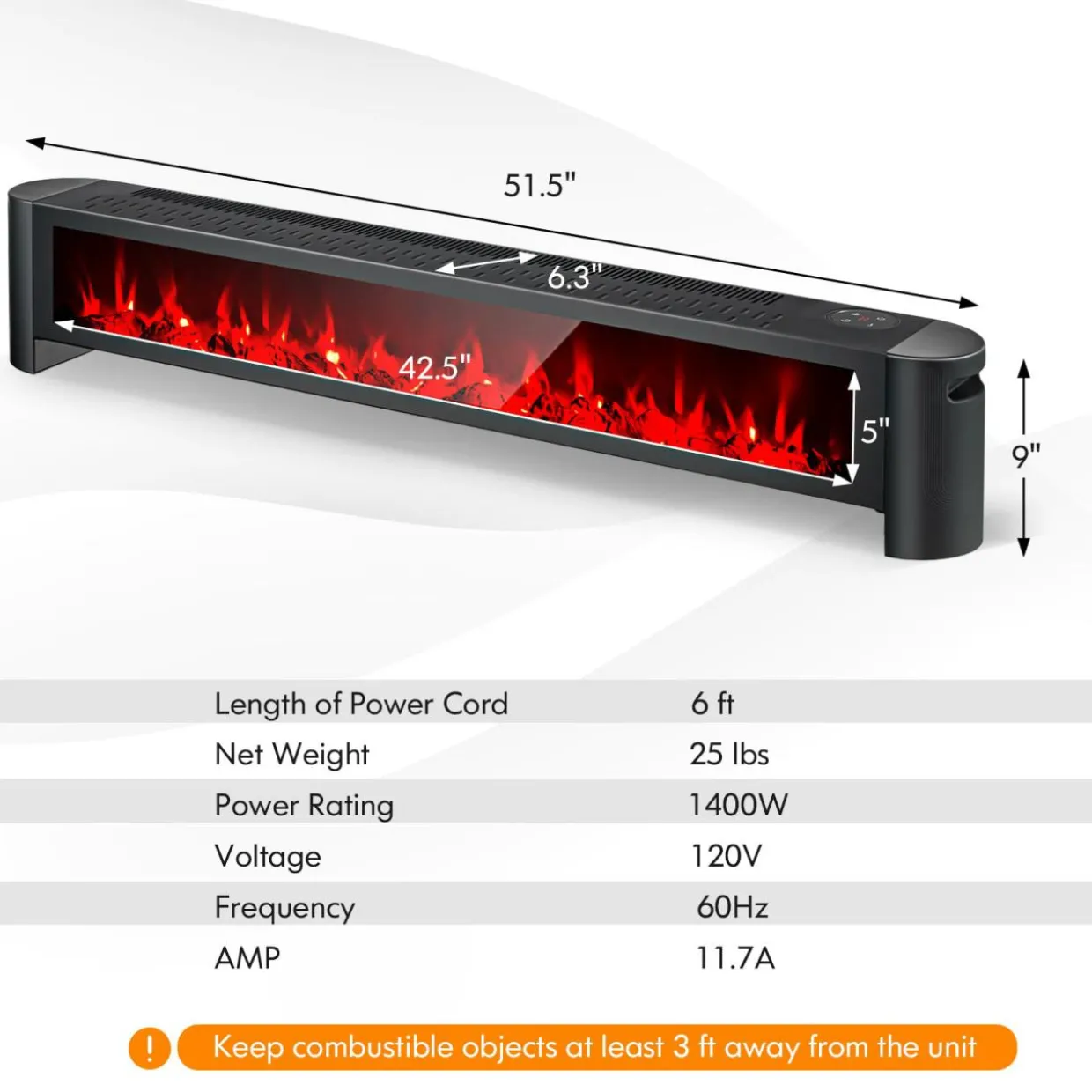 Tangkula 1400W Baseboard Heater, Electric Baseboard Heater with Remote, IPX4 Waterproof Convection Heater for Indoor Use