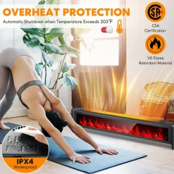 Tangkula 1400W Baseboard Heater, Electric Baseboard Heater with Remote, IPX4 Waterproof Convection Heater for Indoor Use