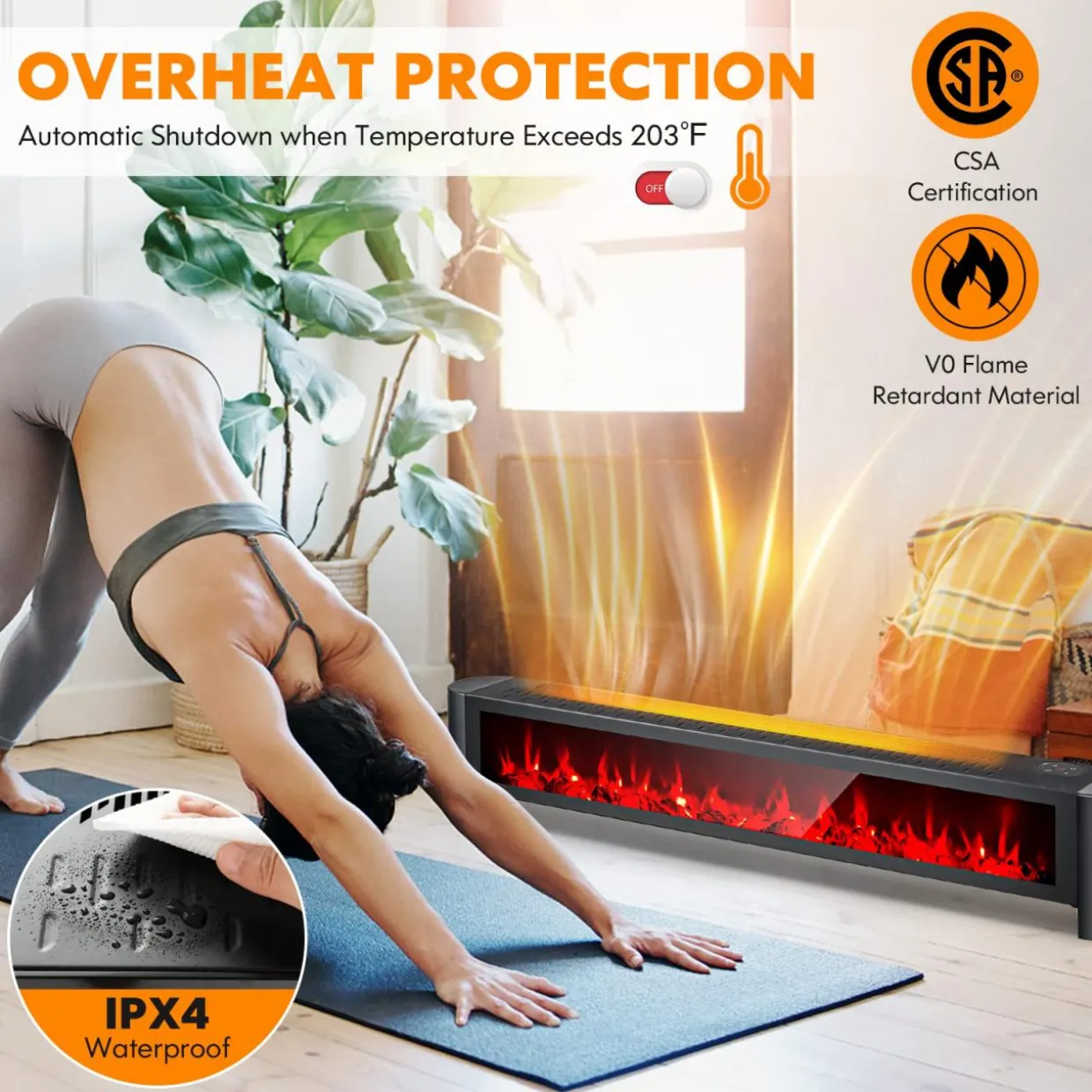 Tangkula 1400W Baseboard Heater, Electric Baseboard Heater with Remote, IPX4 Waterproof Convection Heater for Indoor Use