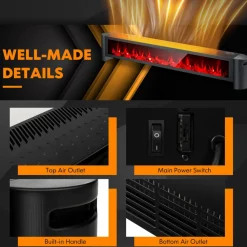 Tangkula 1400W Baseboard Heater, Electric Baseboard Heater with Remote, IPX4 Waterproof Convection Heater for Indoor Use