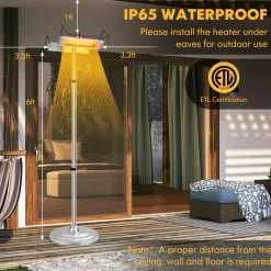 Tangkula 1500W Electric Patio Heater, Fast Heating 270 Sq.Ft Infrared Heater with 3 Modes