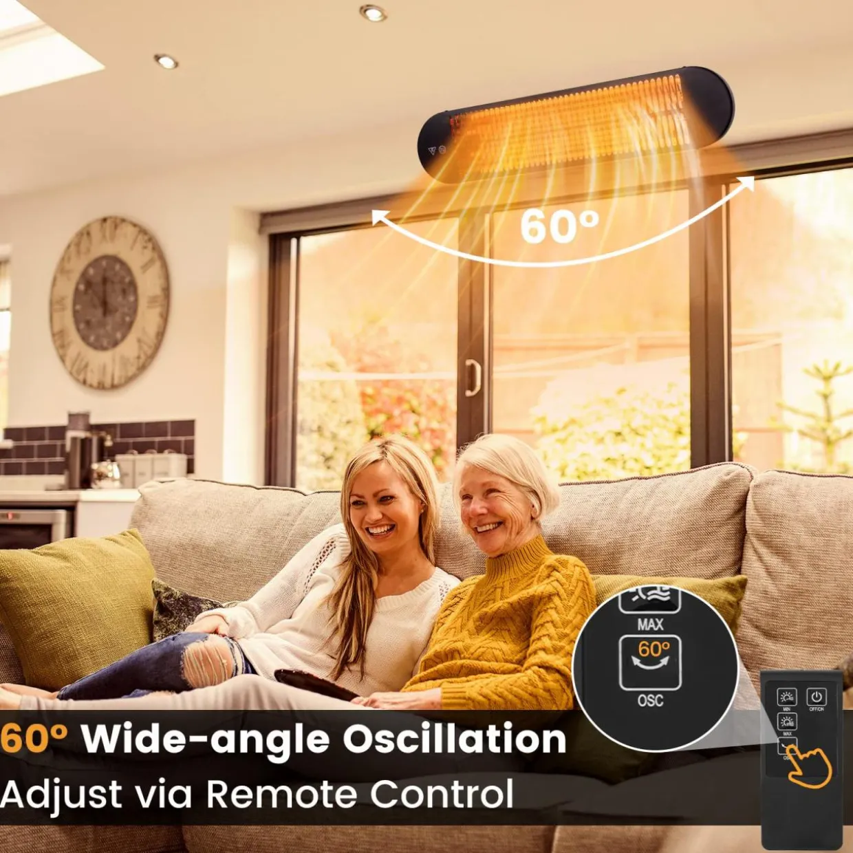 Tangkula 1500W Electric Patio Heater, Wall Mounted Fast Heating Infrared Heater with Remote Control