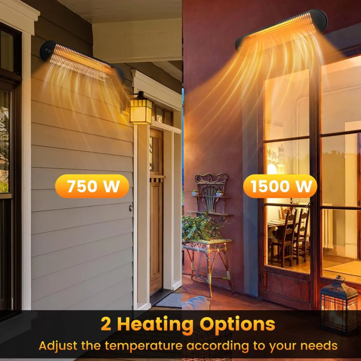 Tangkula 1500W Electric Patio Heater, Wall Mounted Fast Heating Infrared Heater with Remote Control