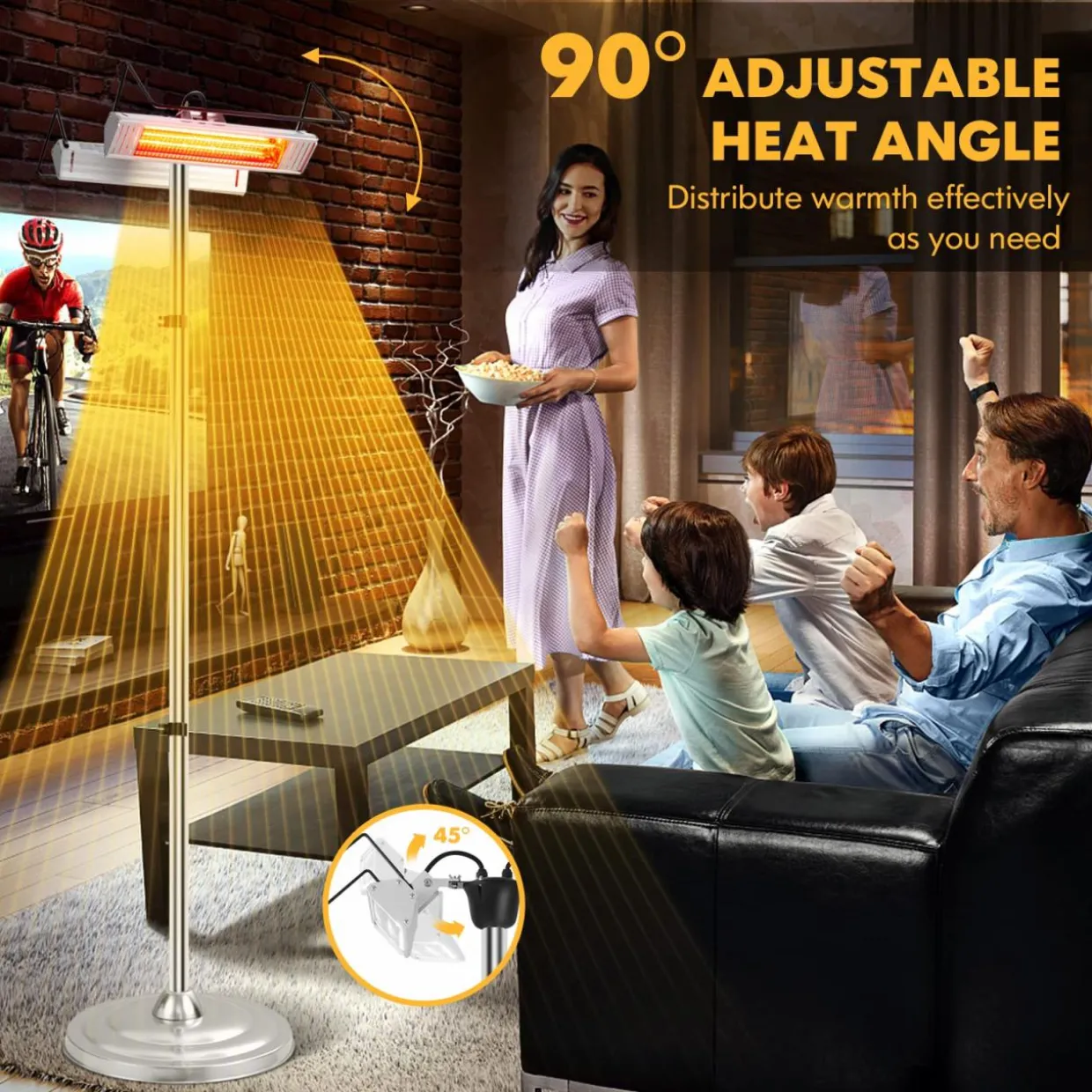 Tangkula 1500W Electric Patio Heater, Fast Heating 270 Sq.Ft Infrared Heater with 3 Modes