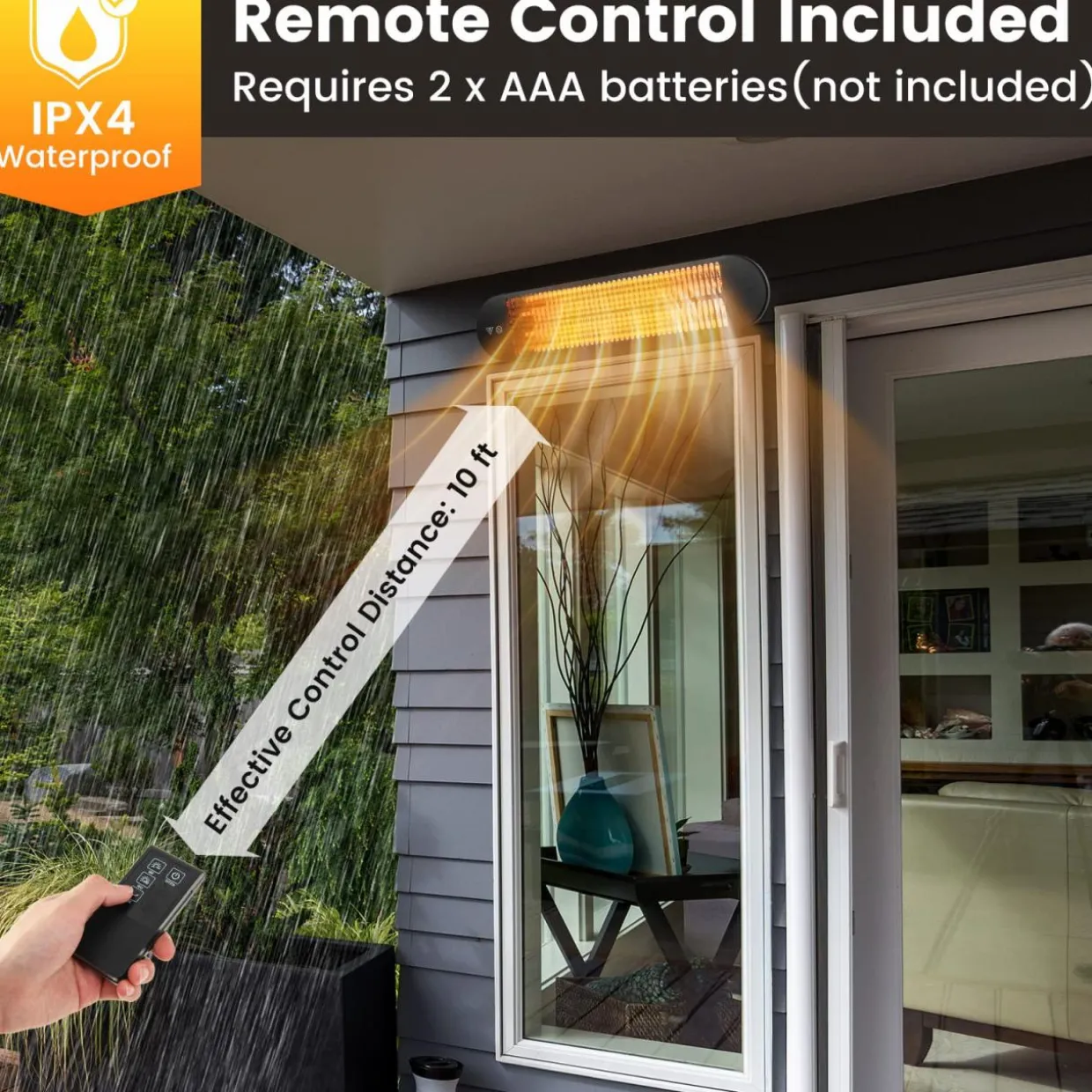 Tangkula 1500W Electric Patio Heater, Wall Mounted Fast Heating Infrared Heater with Remote Control