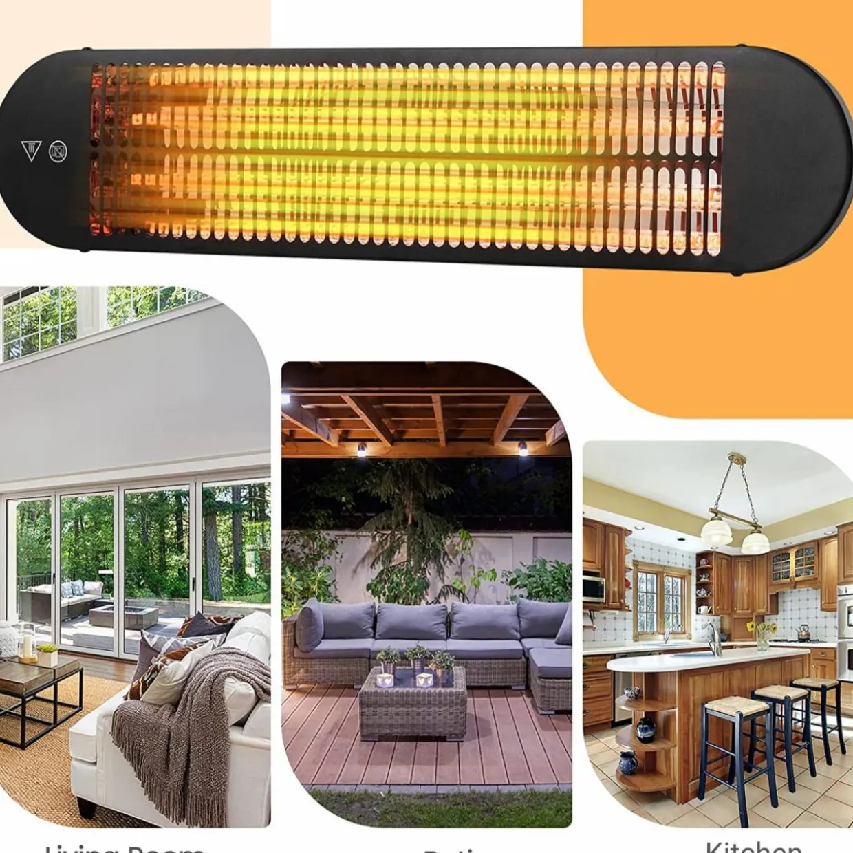 Tangkula 1500W Electric Patio Heater, Wall Mounted Fast Heating Infrared Heater with Remote Control