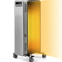 Tangkula 1500W Oil Filled Radiator Heater, Electric Space Heater with 3 Heat Settings