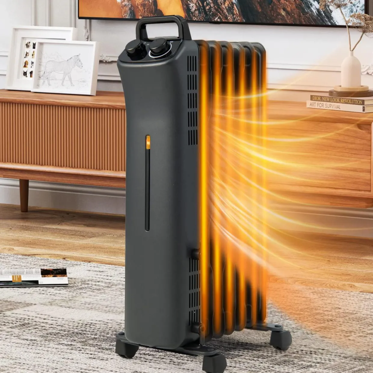 Tangkula 1500W Oil Filled Radiator Heater, Electric Space Heater with 3 Heating Modes