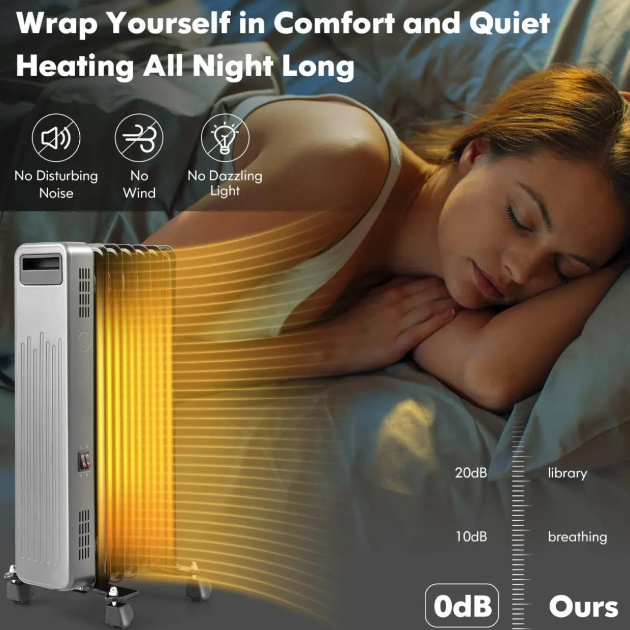 Tangkula 1500W Oil Filled Radiator Heater, Electric Space Heater with 3 Heat Settings