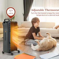 Tangkula 1500W Oil Filled Radiator Heater, Electric Space Heater with 3 Heating Modes