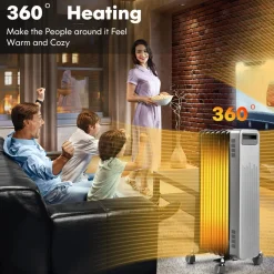 Tangkula 1500W Oil Filled Radiator Heater, Electric Space Heater with 3 Heat Settings