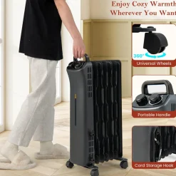 Tangkula 1500W Oil Filled Radiator Heater, Electric Space Heater with 3 Heating Modes
