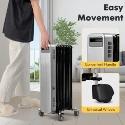 Tangkula 1500W Oil Filled Radiator Heater, Electric Space Heater with 3 Heat Settings