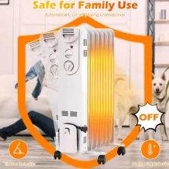 TANGKULA 1500W Oil-Filled Heater, Portable Radiator Heater with Adjustable Thermostat
