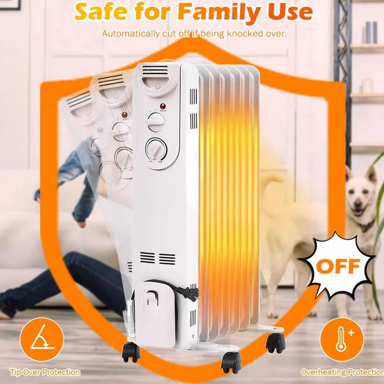 TANGKULA 1500W Oil-Filled Heater, Portable Radiator Heater with Adjustable Thermostat