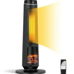 Tangkula 1500W Oscillating Space Heater, Fast Heating Ceramic PTC Tower Heater with Thermostat