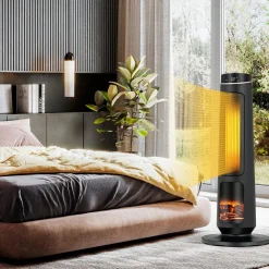Tangkula 1500W Oscillating Space Heater, Fast Heating Ceramic PTC Tower Heater with Thermostat