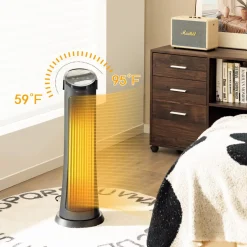 Tangkula 1500W Oscillating Space Heater, Fast Heating Ceramic PTC Tower Heater with Thermostat