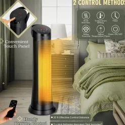 Tangkula 1500W Oscillating Space Heater, Fast Heating Ceramic PTC Tower Heater with Thermostat