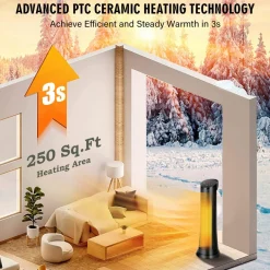 Tangkula 1500W Oscillating Space Heater, Fast Heating Ceramic PTC Tower Heater with Thermostat