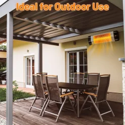 Tangkula 1500W Wall-Mounted Patio Heater, Electric Infrared Heater with 3 Heat Settings, Remote, 24 H Timer & Overheat Protection