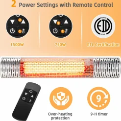 Tangkula 1500W Wall-Mounted Patio Heater