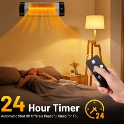 Tangkula 1500W Wall-Mounted Patio Heater, Electric Infrared Heater with 3 Heat Settings, Remote, 24 H Timer & Overheat Protection