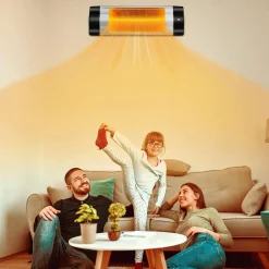 Tangkula 1500W Wall-Mounted Patio Heater, Electric Infrared Heater with 3 Heat Settings, Remote, 24 H Timer & Overheat Protection