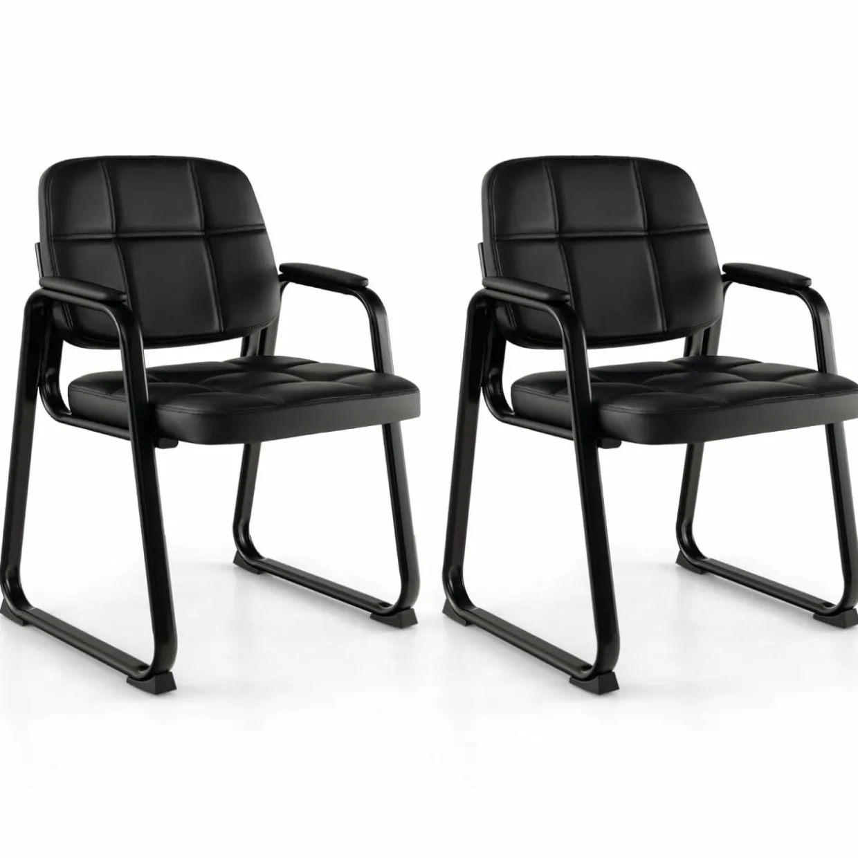 Tangkula Waiting Room Guest Chair, Upholstered Conference Chair with Armrest & Ergonomic Backrest
