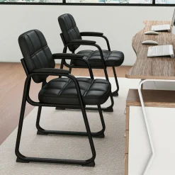 Tangkula Waiting Room Guest Chair, Upholstered Conference Chair with Armrest & Ergonomic Backrest