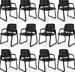 Tangkula Waiting Room Guest Chair, Upholstered Conference Chair with Armrest & Ergonomic Backrest