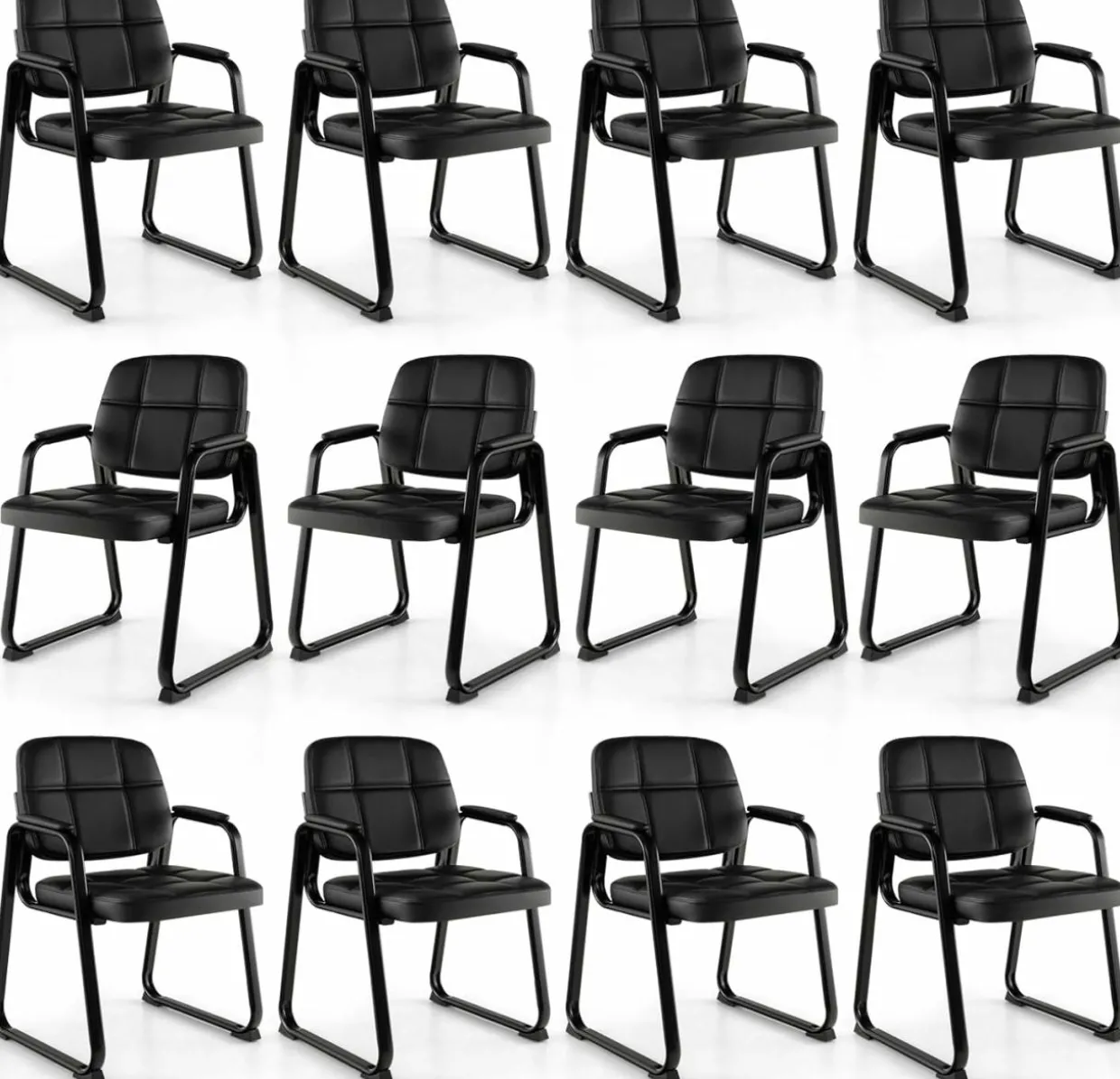 Tangkula Waiting Room Guest Chair, Upholstered Conference Chair with Armrest & Ergonomic Backrest