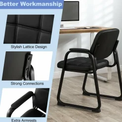 Tangkula Waiting Room Guest Chair, Upholstered Conference Chair with Armrest & Ergonomic Backrest