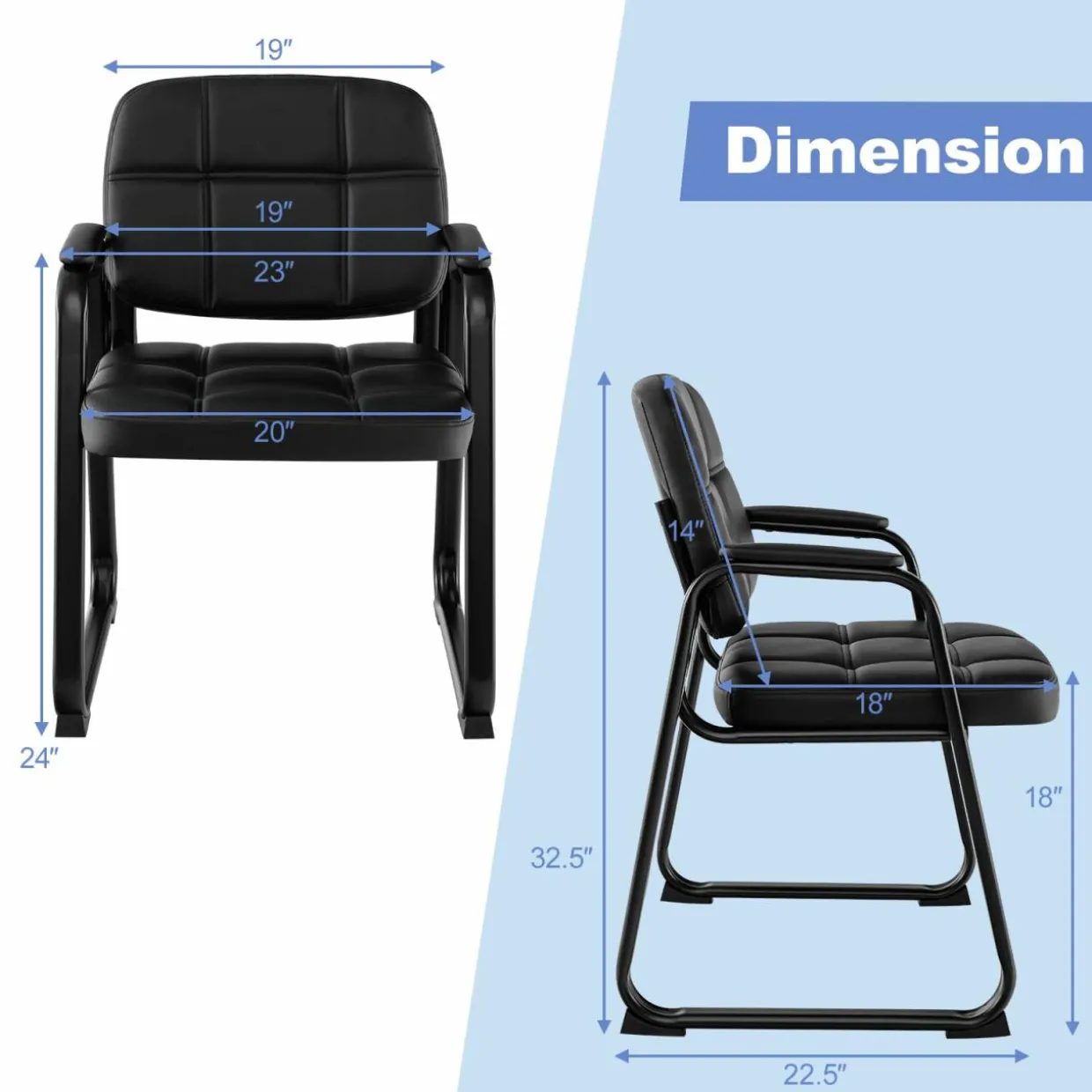 Tangkula Waiting Room Guest Chair, Upholstered Conference Chair with Armrest & Ergonomic Backrest