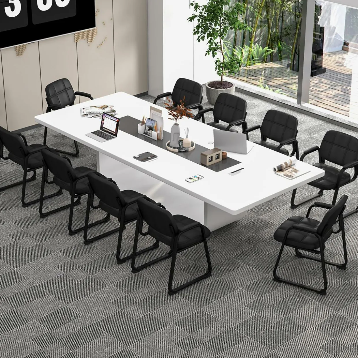 Tangkula Waiting Room Guest Chair, Upholstered Conference Chair with Armrest & Ergonomic Backrest