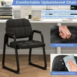 Tangkula Waiting Room Guest Chair, Upholstered Conference Chair with Armrest & Ergonomic Backrest