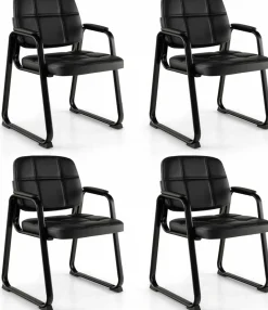 Tangkula Waiting Room Guest Chair, Upholstered Conference Chair with Armrest & Ergonomic Backrest