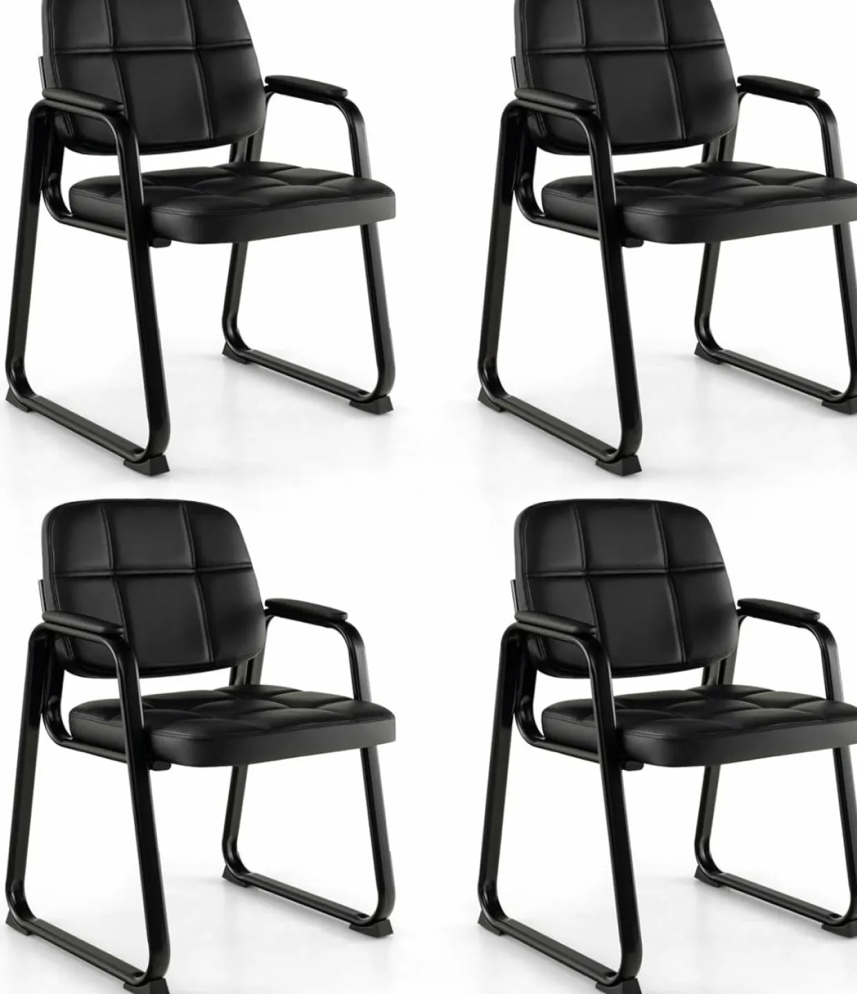 Tangkula Waiting Room Guest Chair, Upholstered Conference Chair with Armrest & Ergonomic Backrest